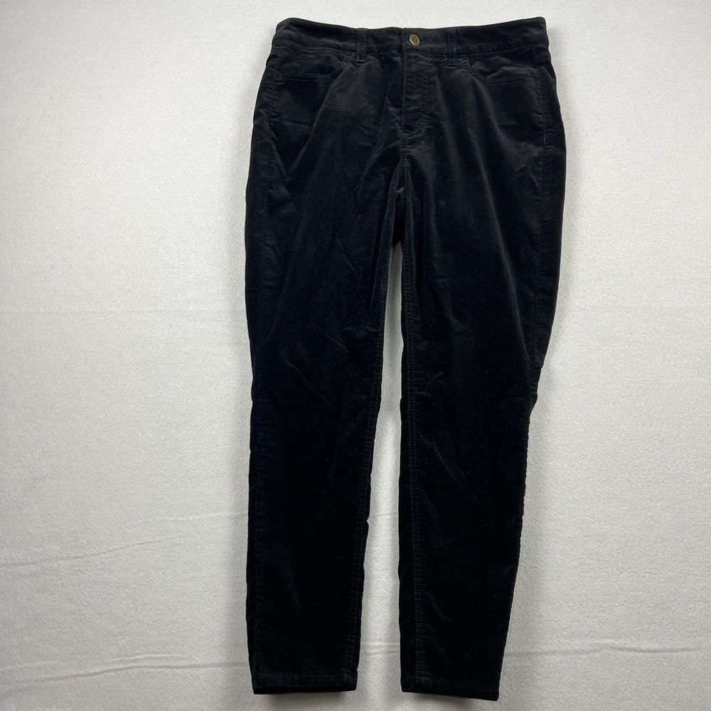 Talbots Women 8P Flawless Five-Pocket Petites Black Corduroy Tapered Ankle Pants